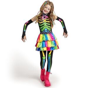 Halloween Kids Skeleton Costume XL Funky Punky Bone Skeleton Deluxe Costume, Hal